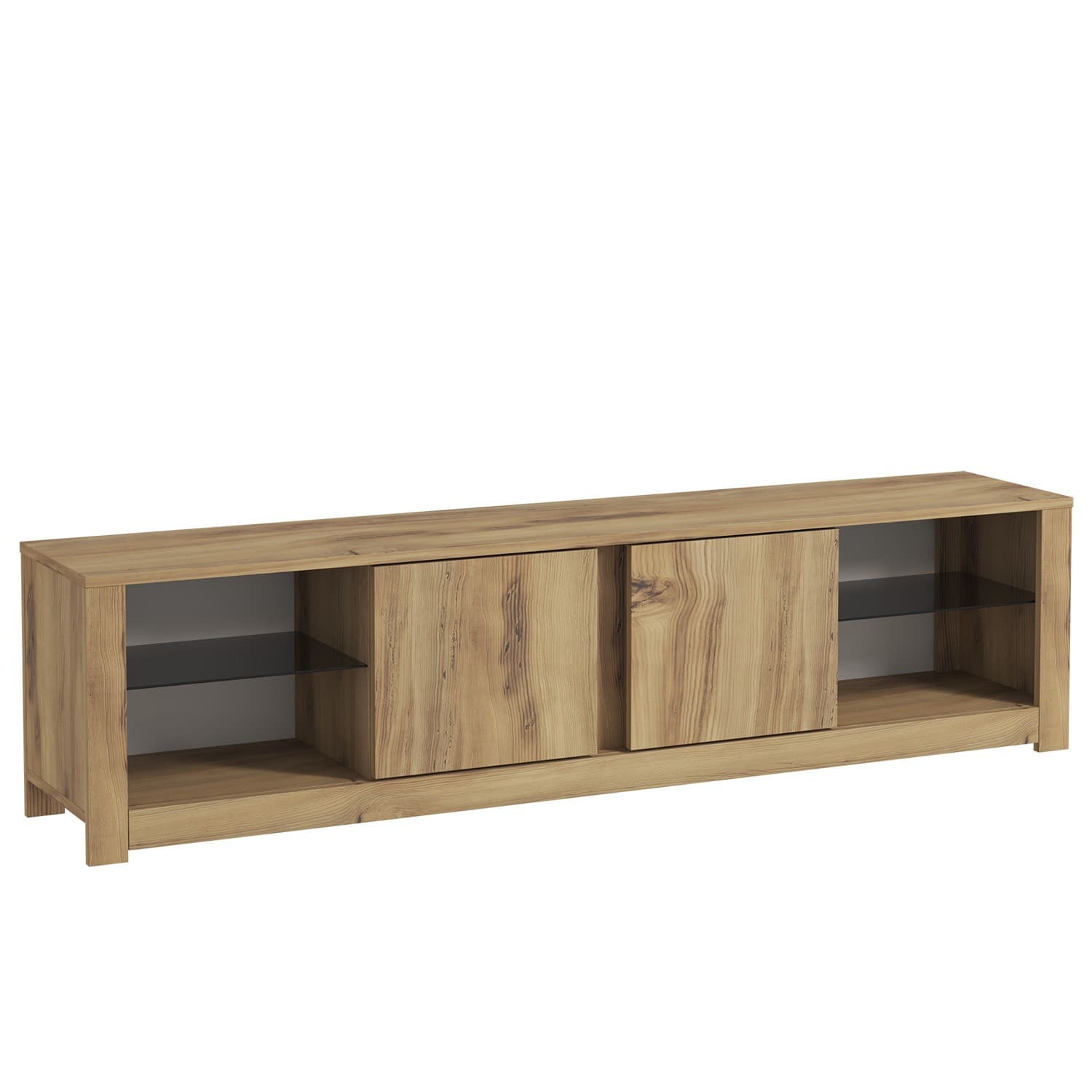 Meuble TV en bois "Aydos" 180 x 35 x 45 cm - Chêne