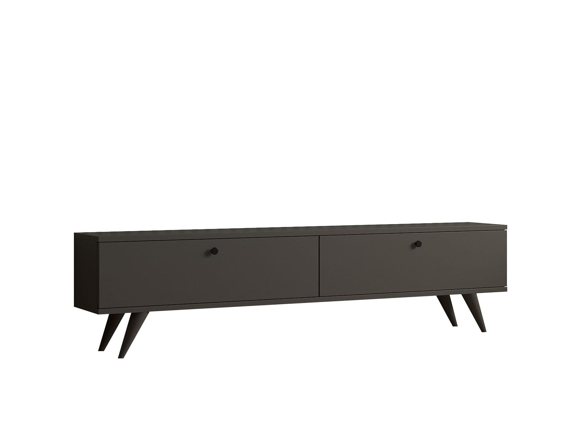Meuble TV en bois "Parlak" - 160 x 25 x 40 cm - Gris anthracite