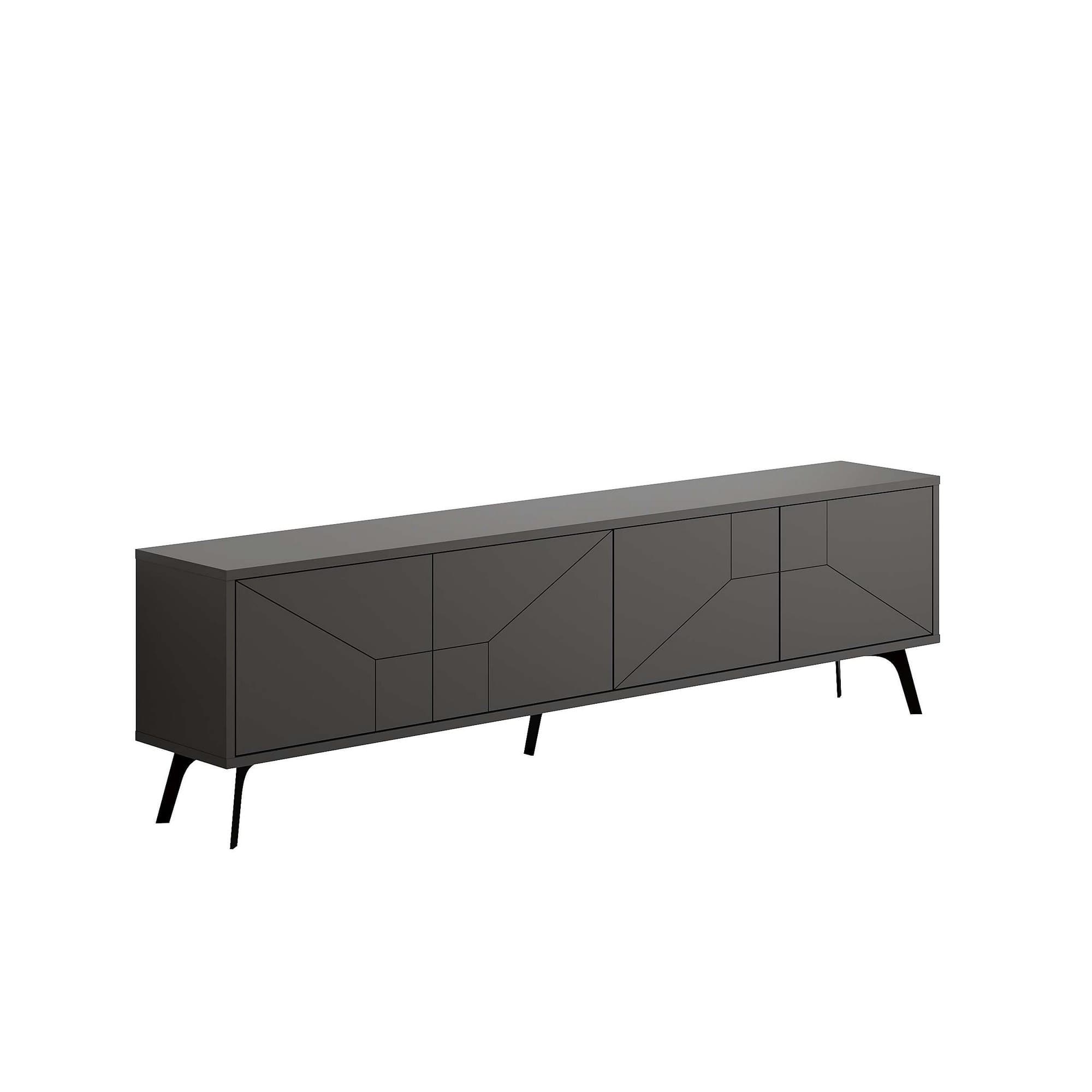 Meuble TV en bois "Dune" - 180 x 29 x 50 cm - Gris anthracite