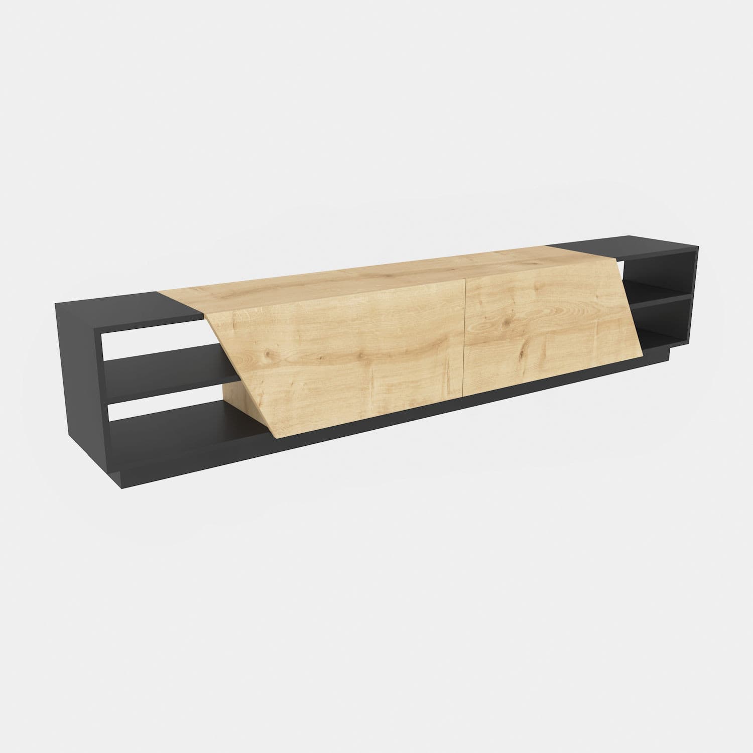 Meuble TV en bois "Rhodes" - 240 x 37 x 47 cm - Beige