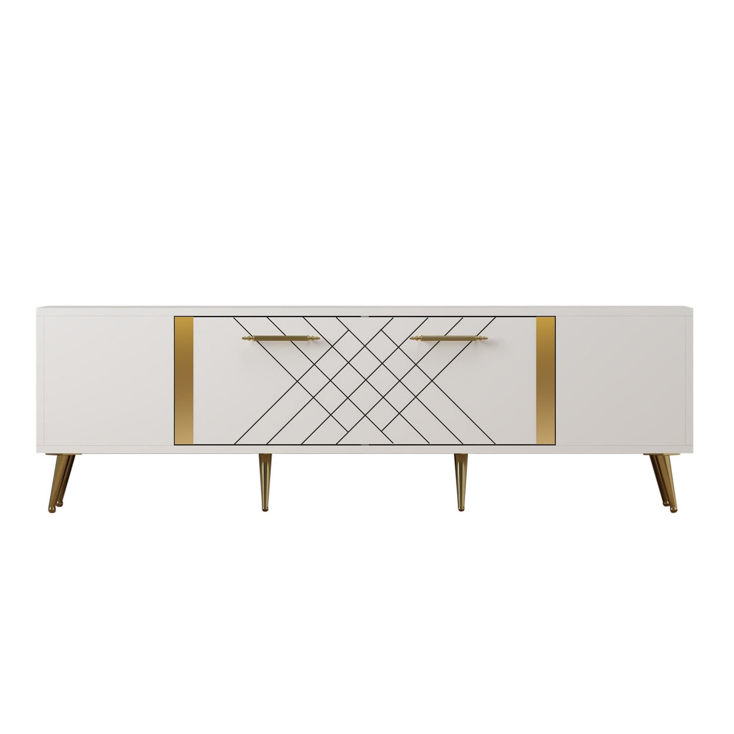 Meuble TV en bois "Detas" - 150 x 35 x 48 cm - Or