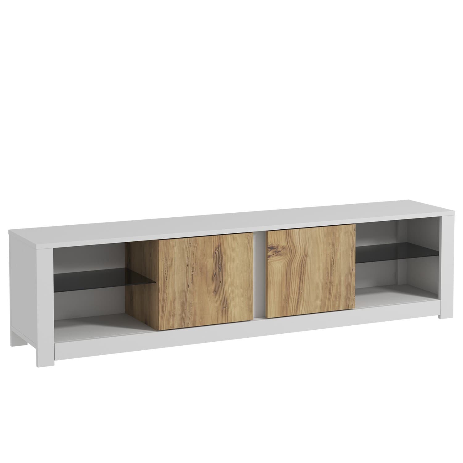 Meuble TV en bois "Aydos" 180 x 35 x 45 cm - Blanc