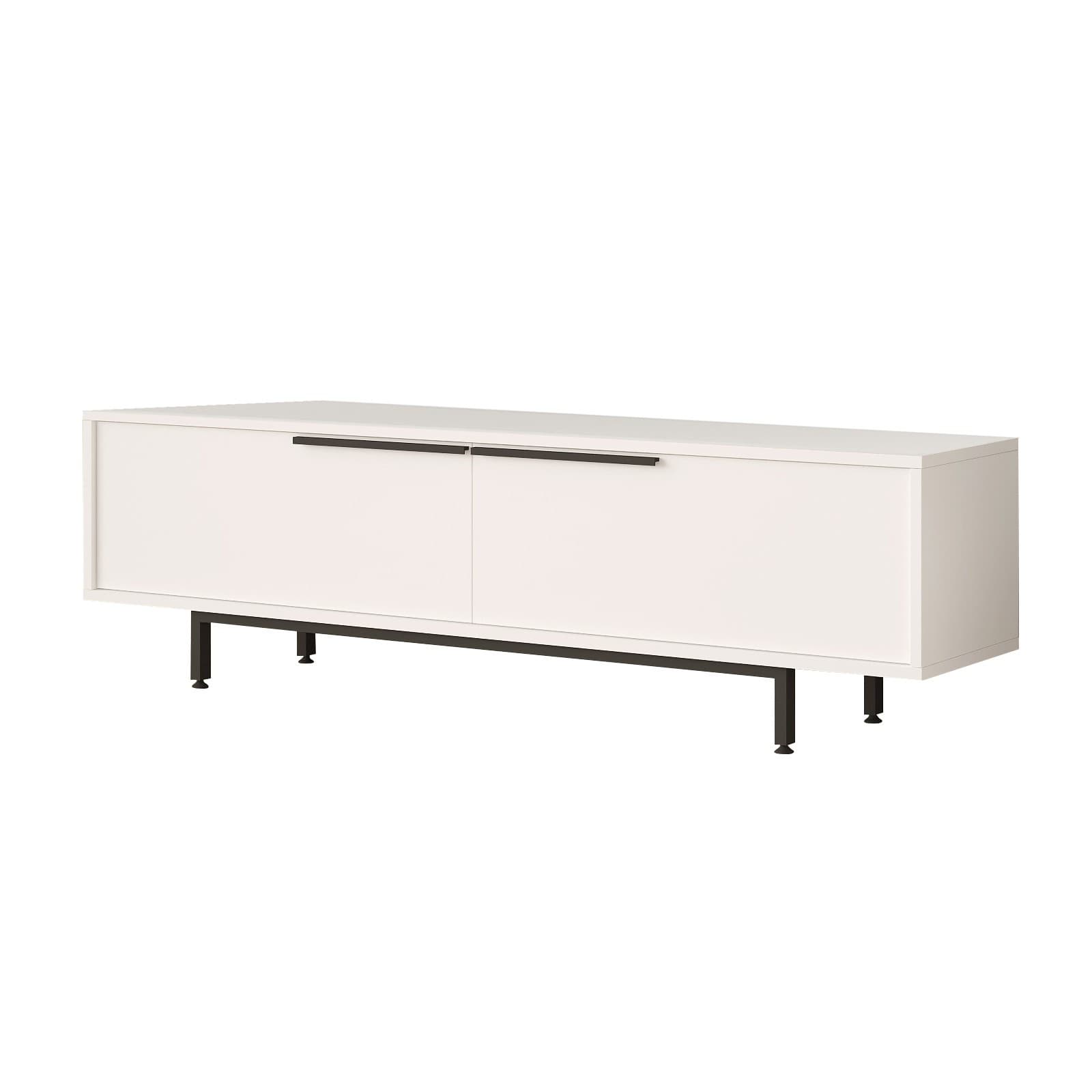 Meuble TV en bois "Calvin" - 160 x 35 x 45 cm - Blanc