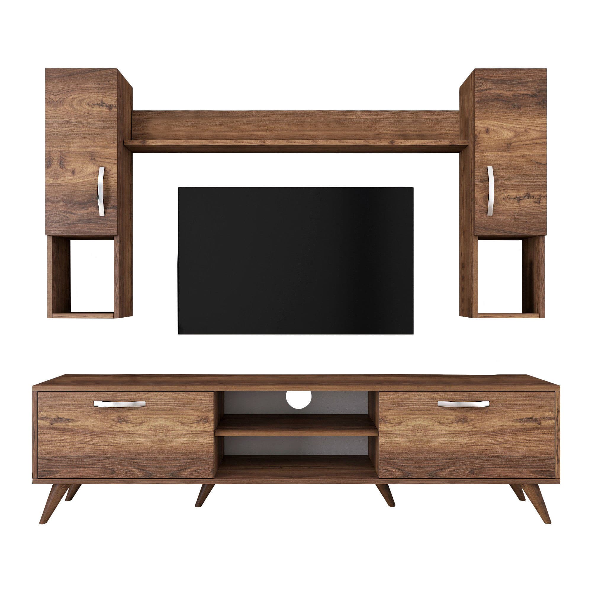 Ensemble meuble TV en bois "Mezalun" - 180 x 35 x 48 cm - Marron
