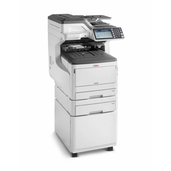 Photocopieur couleur professionnel A3, A4, OKI MC883 DNCT réseau recto verso automatique 2 magasins + meuble support